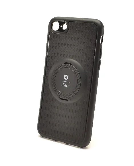 Силиконовый чехол для Apple iPhone 7/8/SE 2020 черный с кольцевой подставкой и металлической вставкой магнитного чехла телефона умный дешевый.