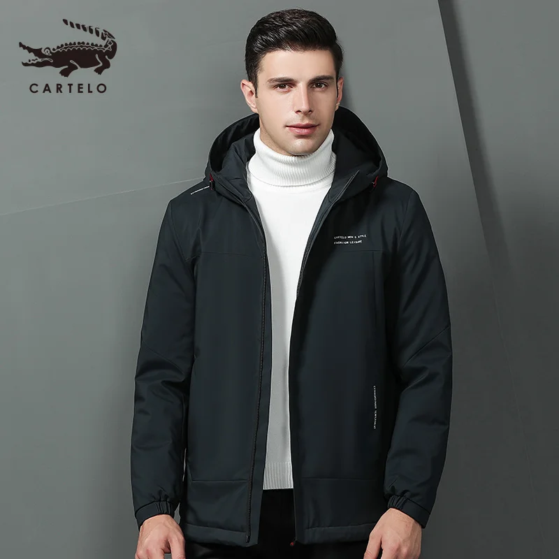 Мужская осенне-зимняя хлопковая куртка с капюшоном теплая Хлопковая мужская