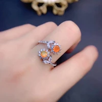 fine jewelry 100 natural gemstone fire opal 925 sterling silver electroplating platinum womens rings
