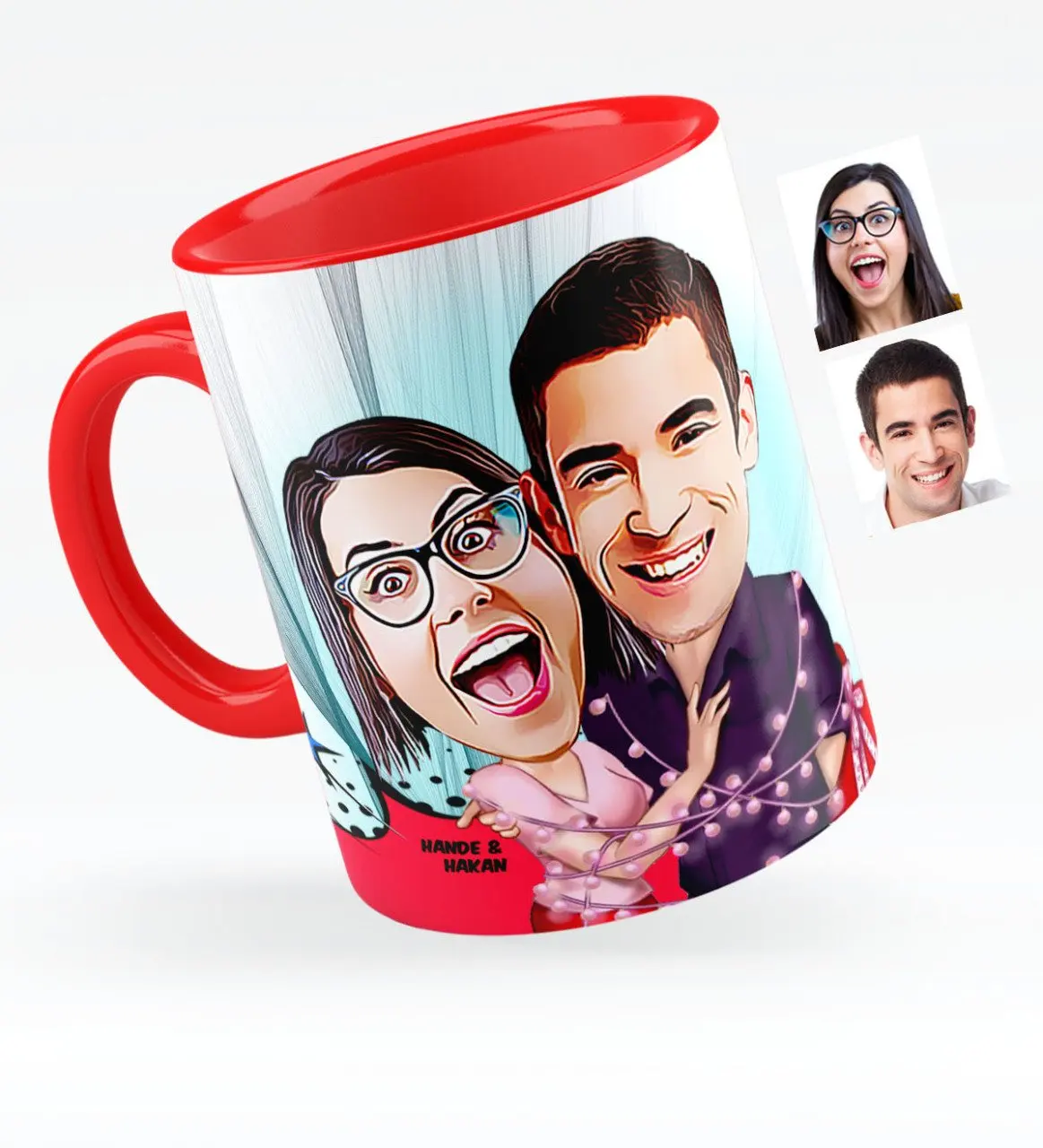 

Personalized Valentine Caricature Of Red Mug Cup-2