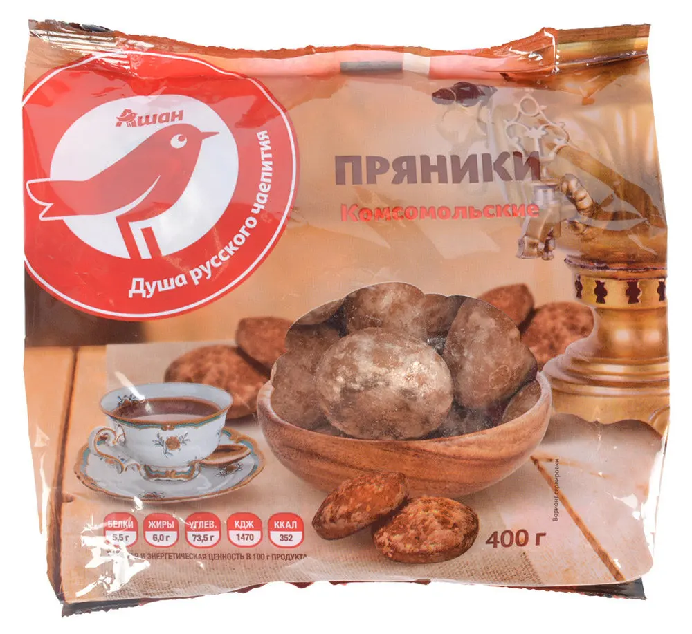 Пряники Красная птица Комсомольские ТМ Auchan (Ашан) | Cookies Gingerbread Waffles