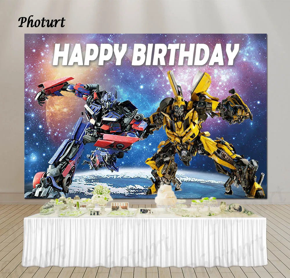 Фотофон трансформер для детей день рождения фото фон популярный фильм Оптимус