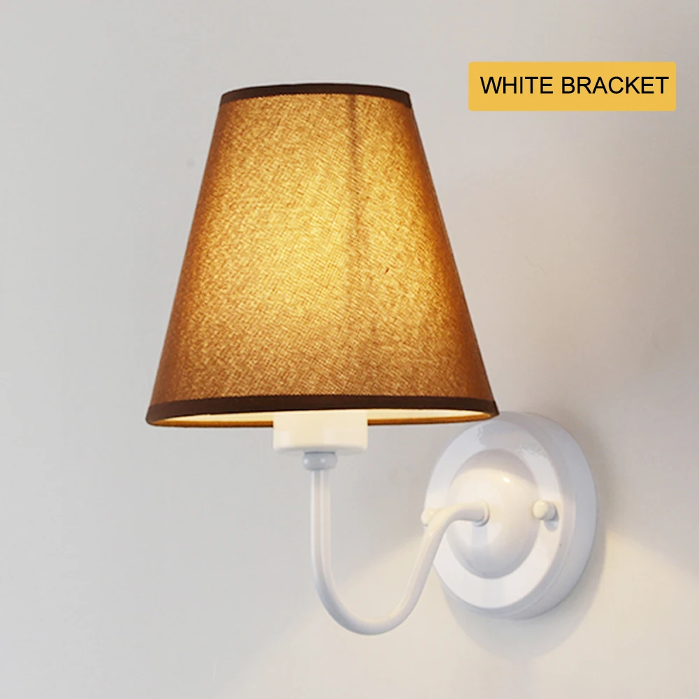 Круглая настенная прикроватная лампа FOXGBF e27ac220 в коричневая парусиновая для