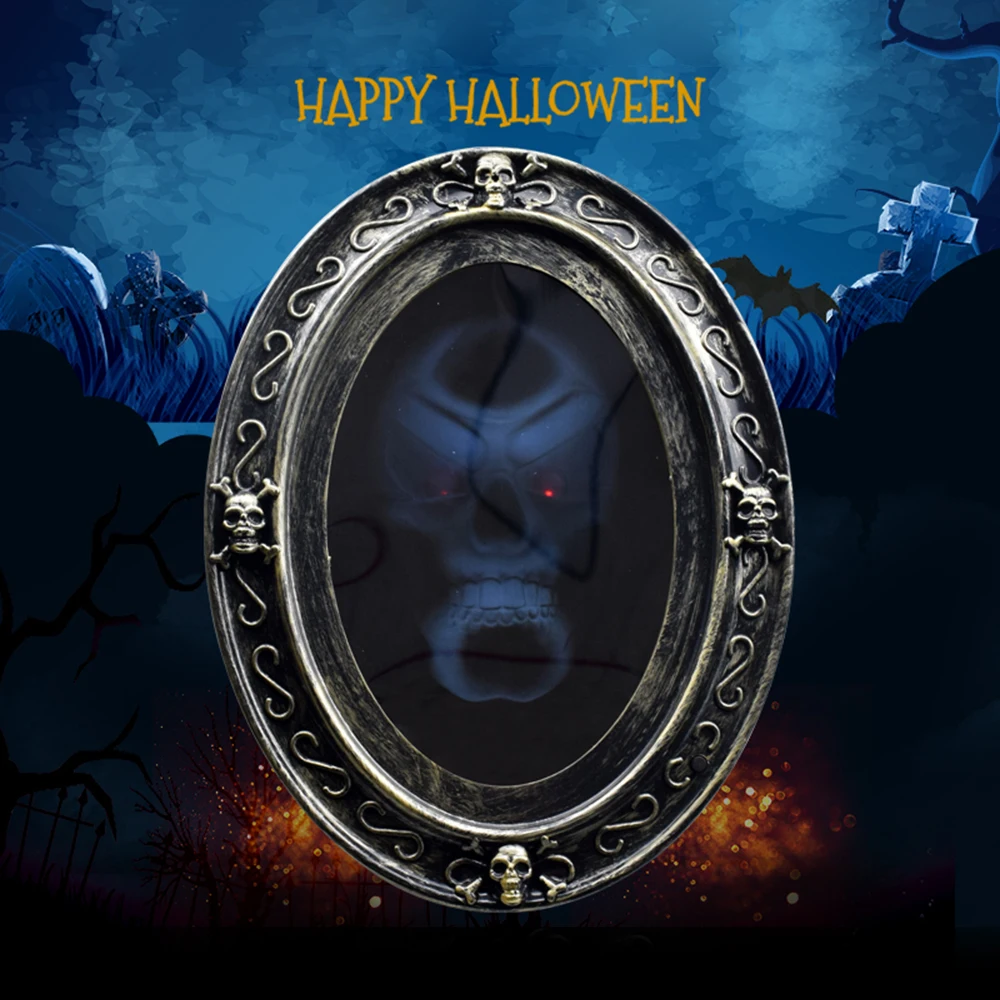 

Scary Haunted Mirror Movement Activated Sound Haunted Mirror Luminous Prop for Halloween