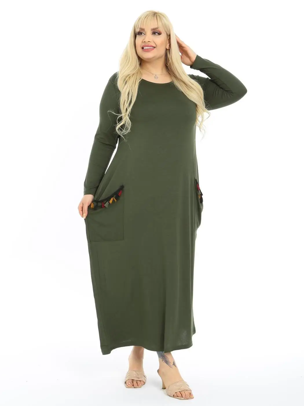 Plus Size Women Clothing 2022 Summer Solid Color Straight Ankle-Length Lycra Knitted Viscose Made in Turkey XL 2XL 3XL 4XL 5XL