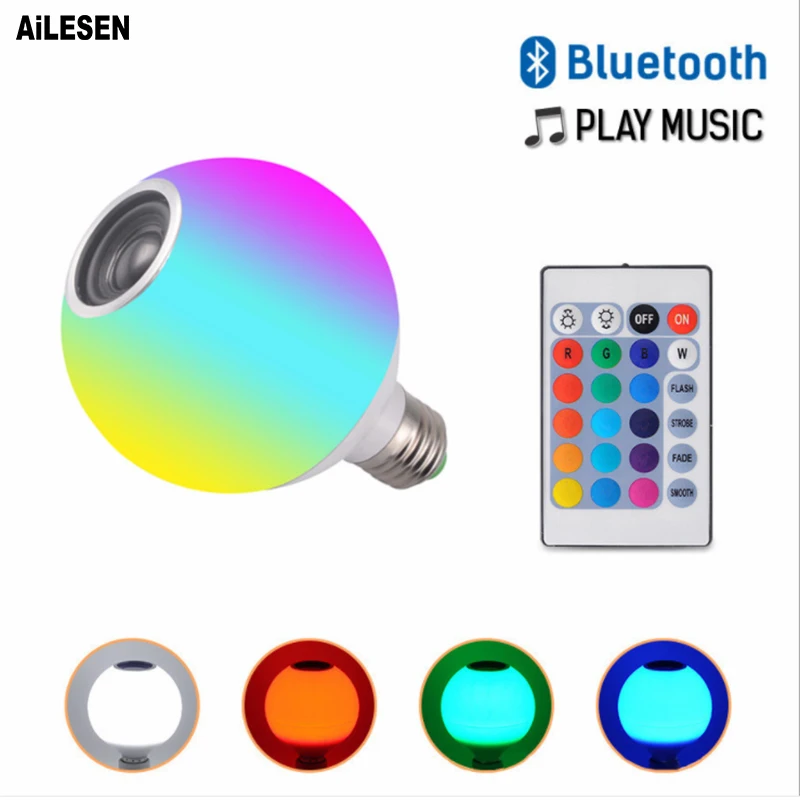 Пульт дистанционного управления E27 RGB белый Bluetooth динамик светодиодсветильник
