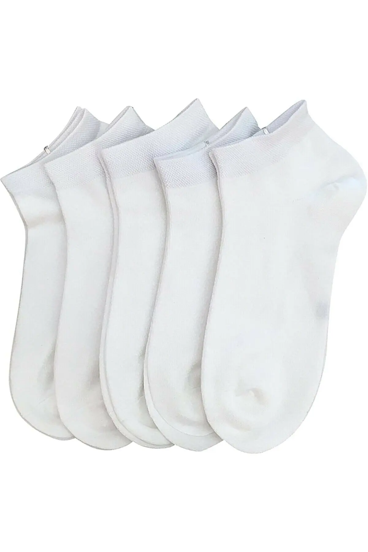

White Cotton Ankle Length Booties Socks 5 Pack