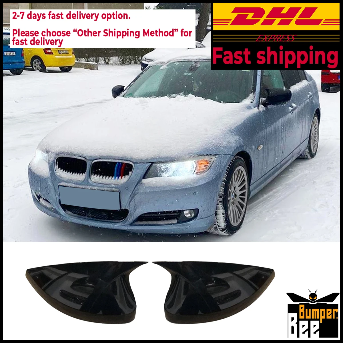 

Зеркальная Крышка для E90 Lci 2008 2009 2010 2011 аксессуар яркий черный чехол Бэтмен Летучая мышь автомобильные экраны Внешние детали