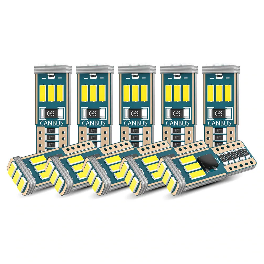 

10PCS W5W T10 LED Bulbs Canbus 9-SMD 12V 6000K White 194 168 Car Interior Map Dome Lights Parking Light Auto Signal Lamp