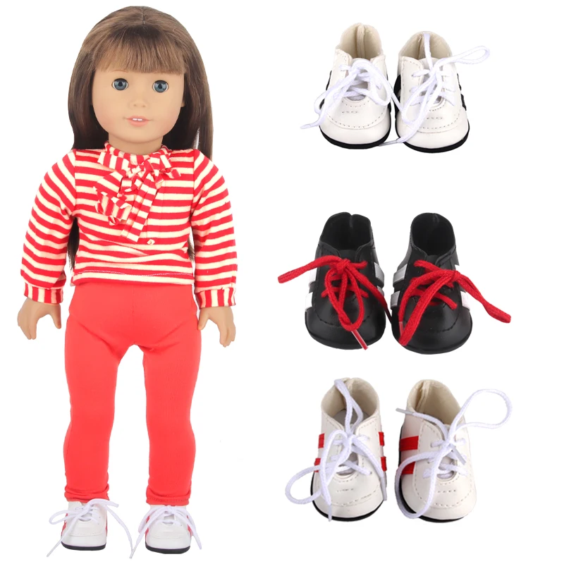 7cm Leather Doll Shoes For 18 Inch American Doll Boots Accessories Lacing Sneakers For 43cm Baby New Born& OG,Russia Girl Dolls