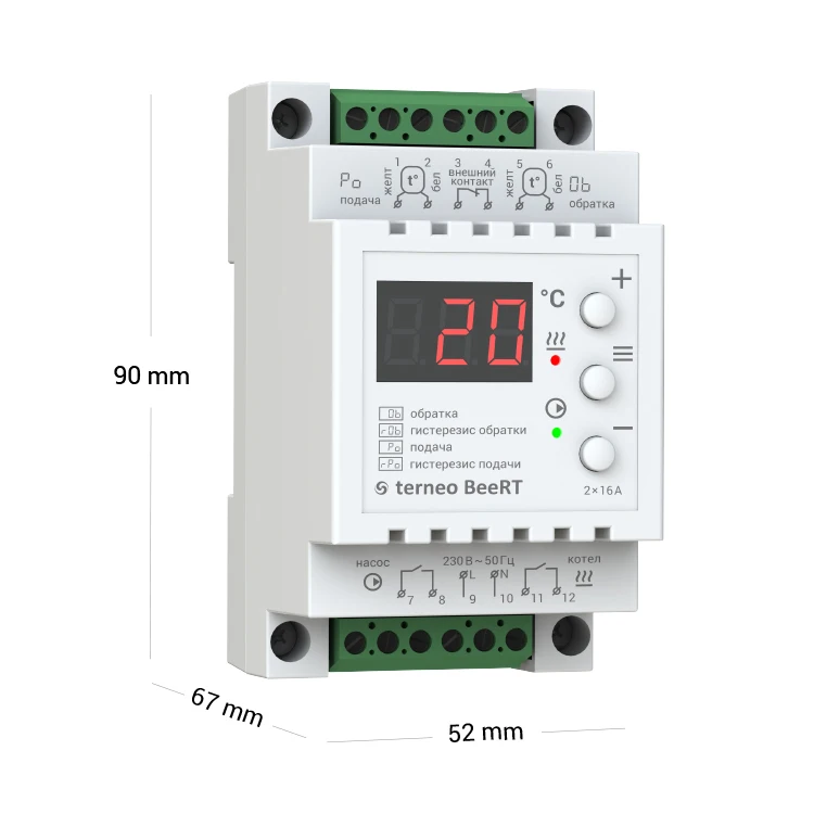 Терморегулятор terneo BeeRTдля электрического котла. Два датчика в комплекте.
