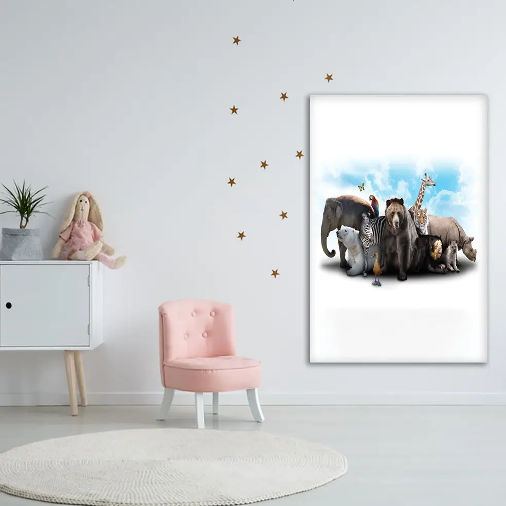 Гобелен слон Зебра медведь и носорог дикая природа животные пасмурное небо