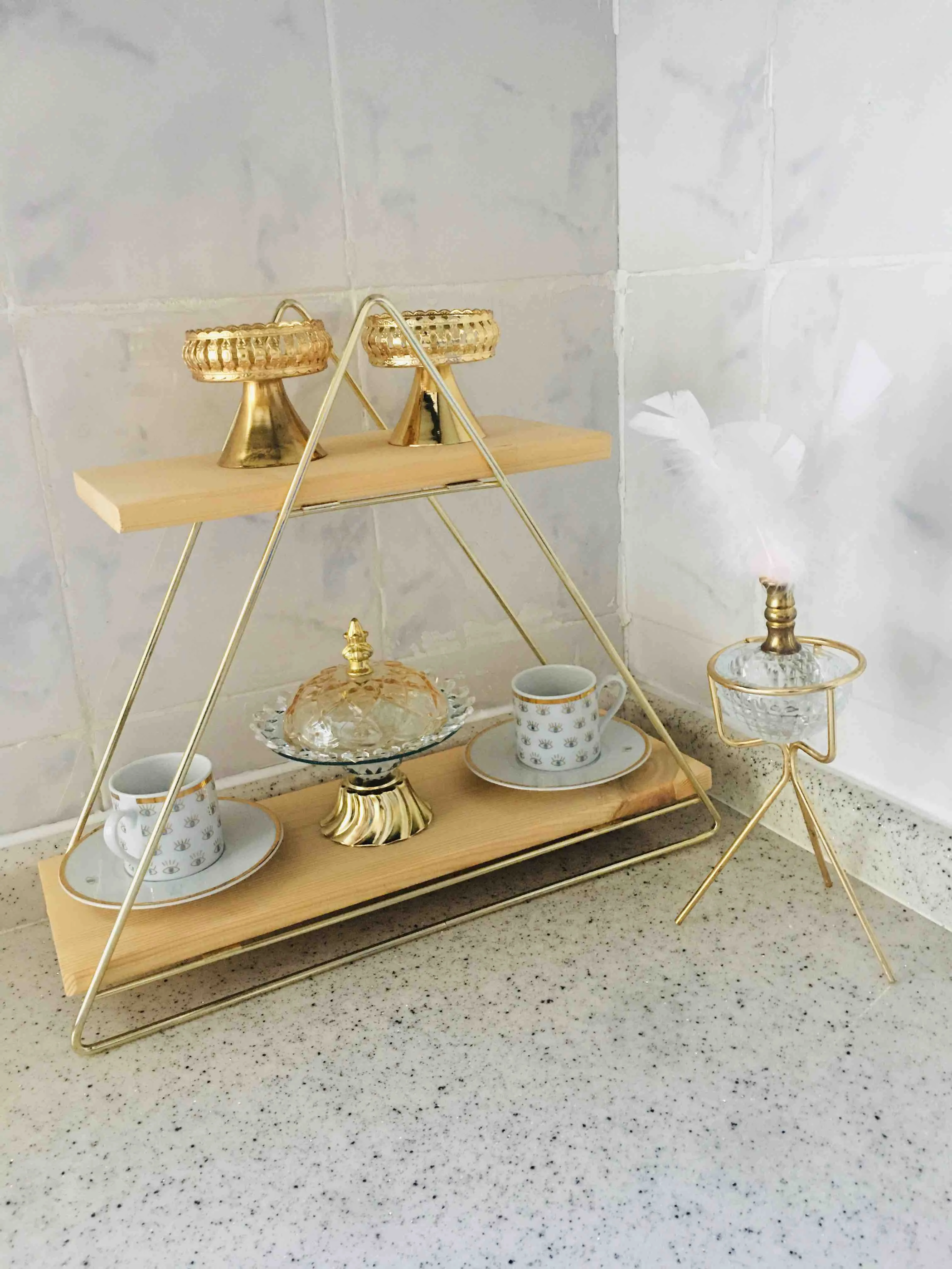 

Decorative Kitchen Bathroom Shelf, Tabletop Wooden Organizer, Housewarming Gift
