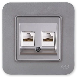 

Pnpnelectrekc Gns радиус металлик Серебряный двойной разъем для передачи данных (2 xRJ45 Cat6)