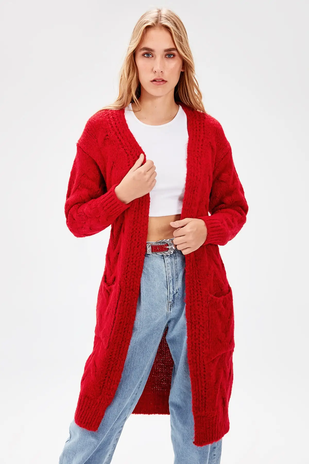 Trendyol красный кардиган с карманами TWOAW20FV0182 |