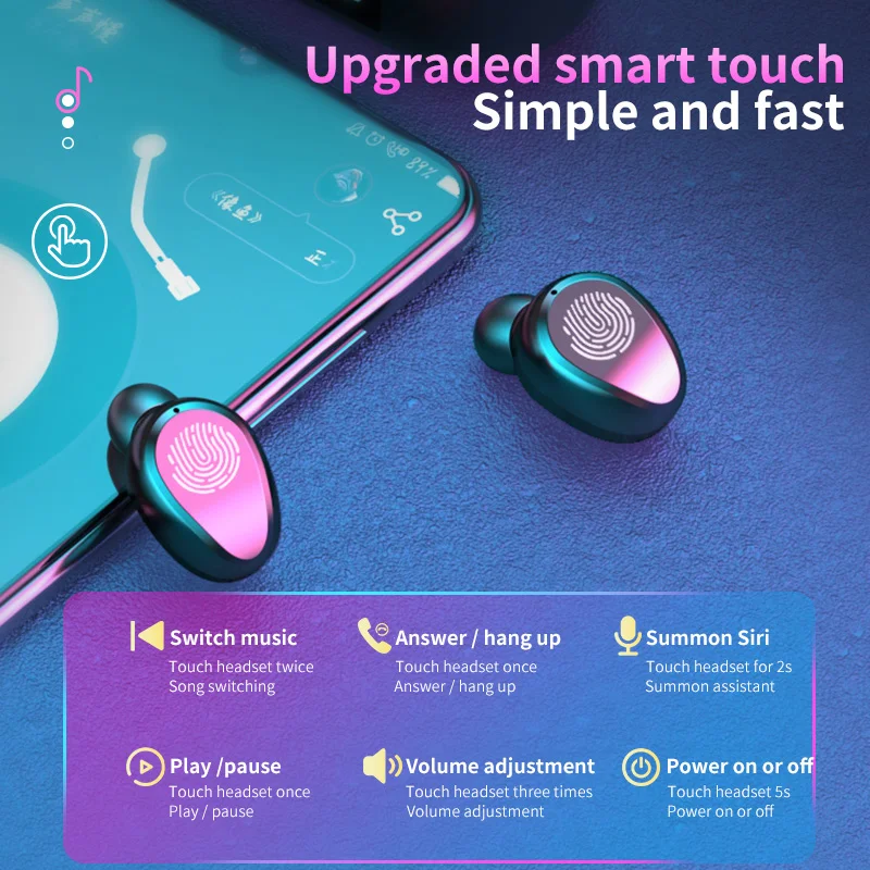 Наушники-вкладыши TWS с Беспроводной наушники Bluetooth 5 0 9D Hi-Fi стерео спортивные