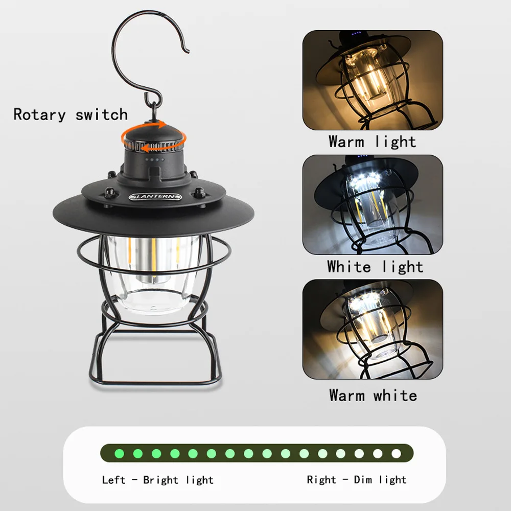 Новые портативные фонари в стиле ретро 3000-6000K цветная температура Type-C USB