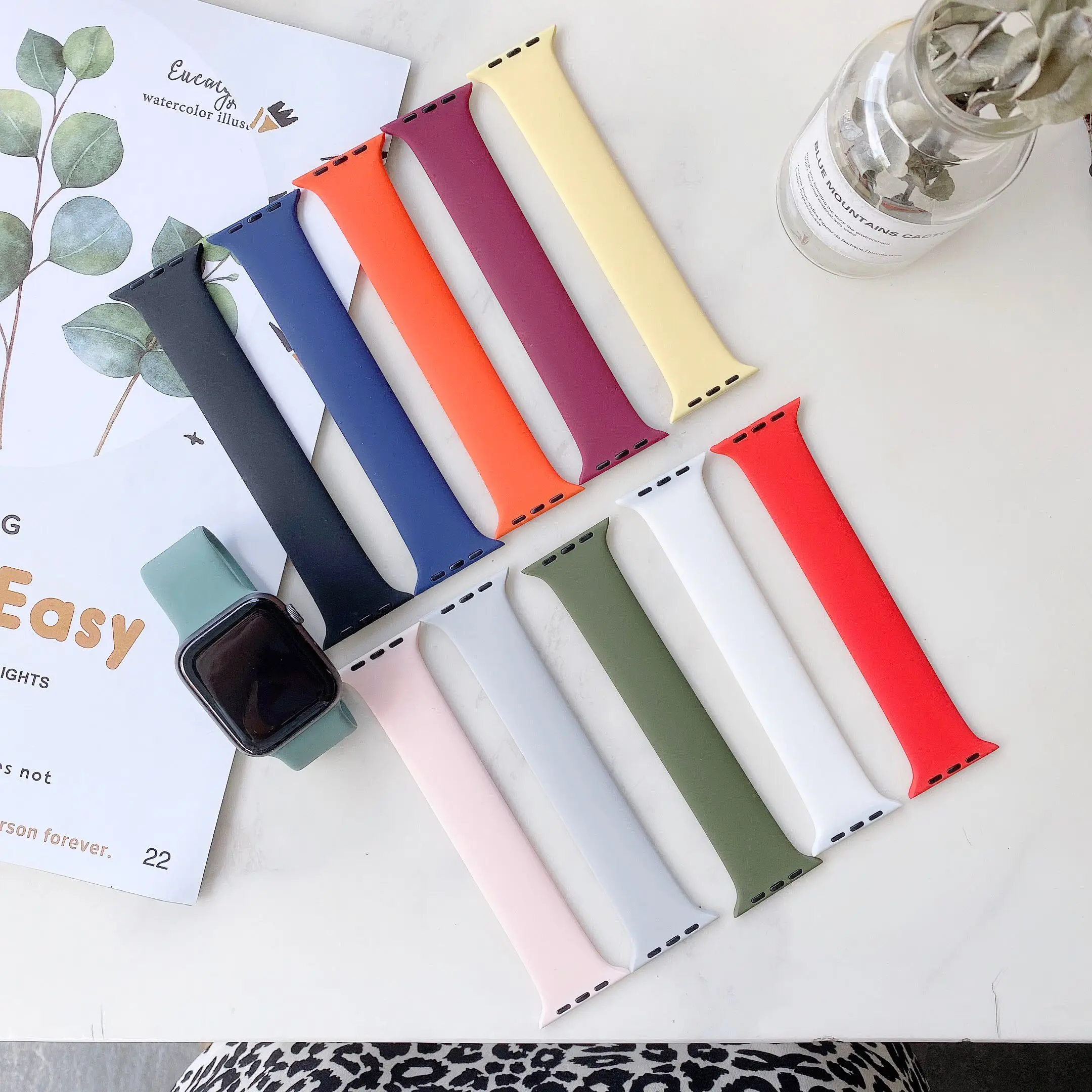 

Solo Strap for Apple Watch 6 5/SE band Silicone 40mm 44mm Elastic Sport for Iwatch Series 6/SE/5 4 3 38mm 42mm Bracelet