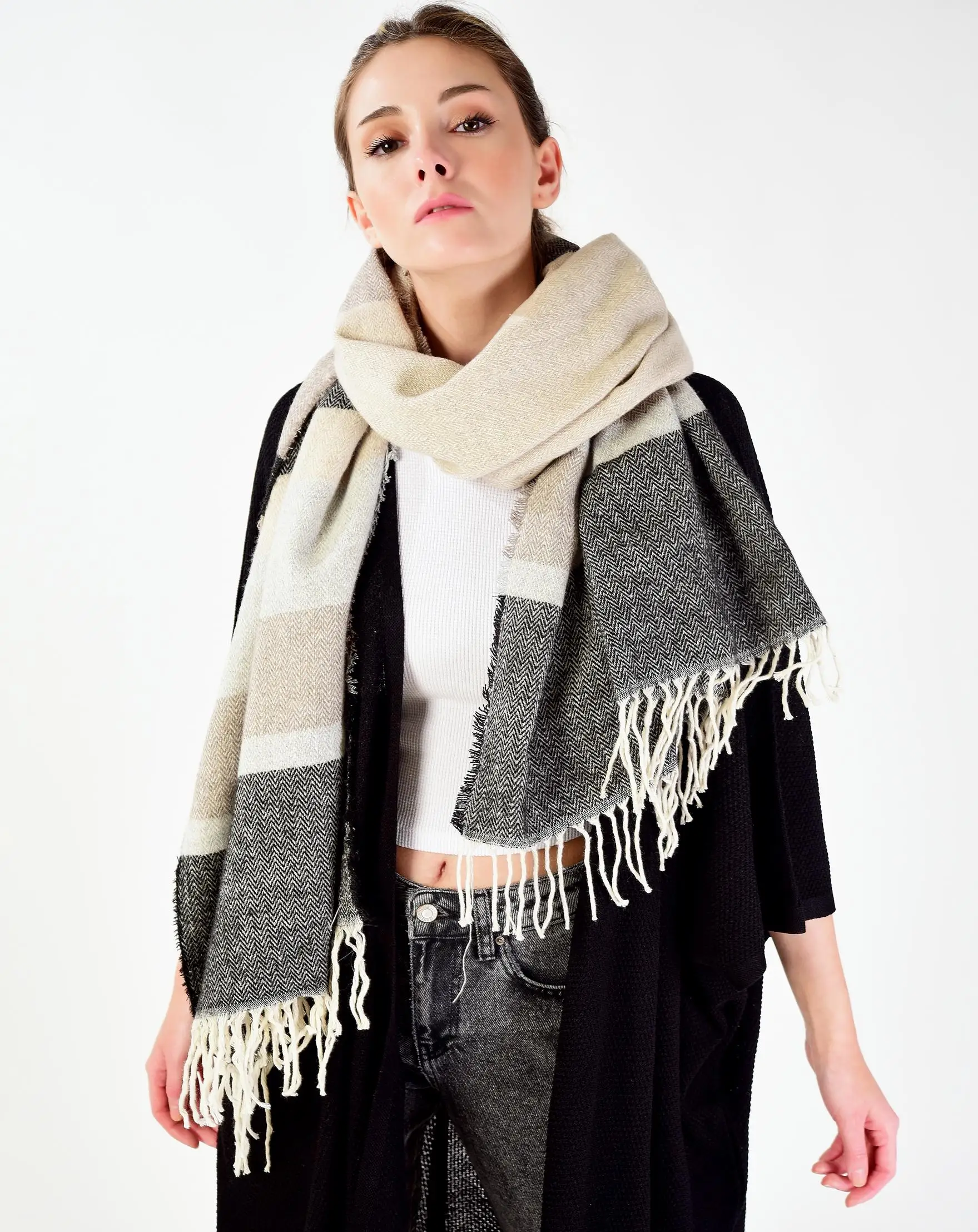 

2020 Designer Winter Plaid Cashmere Women Knitted Turkish Quality Scarf Winter Warm Female Shawl Luxury Brand Neck Lady Wrap
