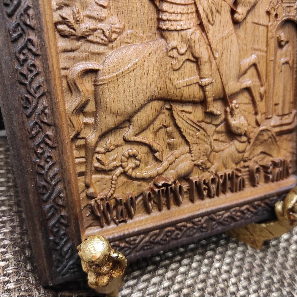 Георгий Резная икона Чудо Святого Георгия о змие (Георгий Победоносец) размером