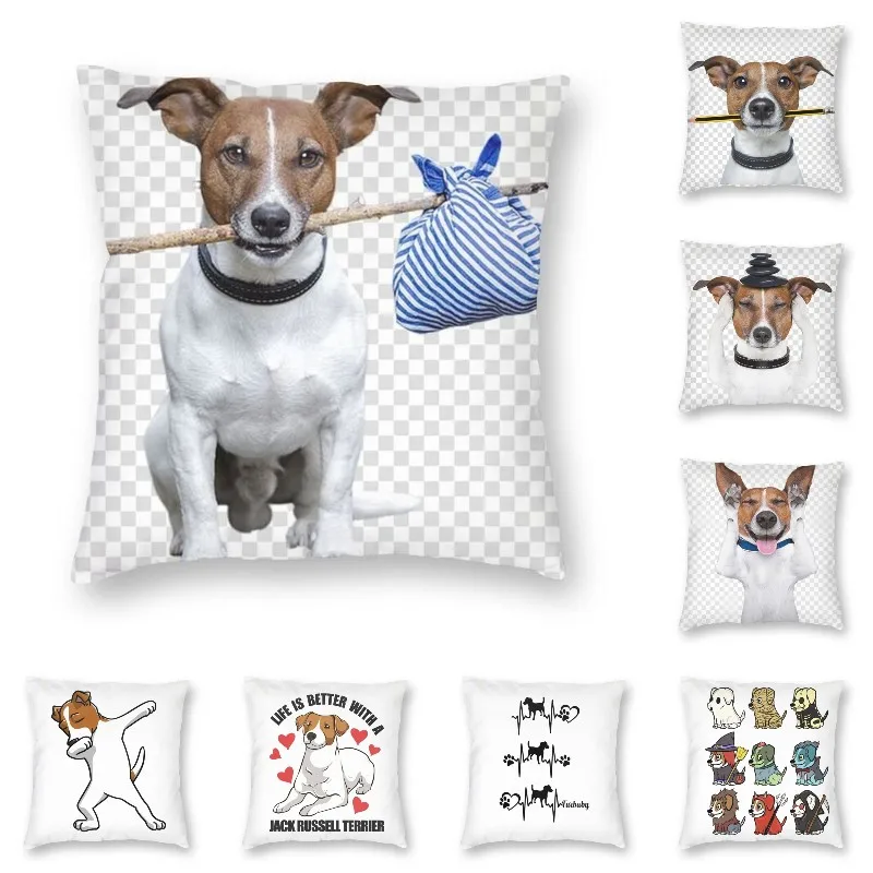 

Jack Russell Terrier Dog Modern Throw Pillow Cover Home Decor Funny Cartoon Lover Cushion Covers For Sofa Living Room Pillowcase