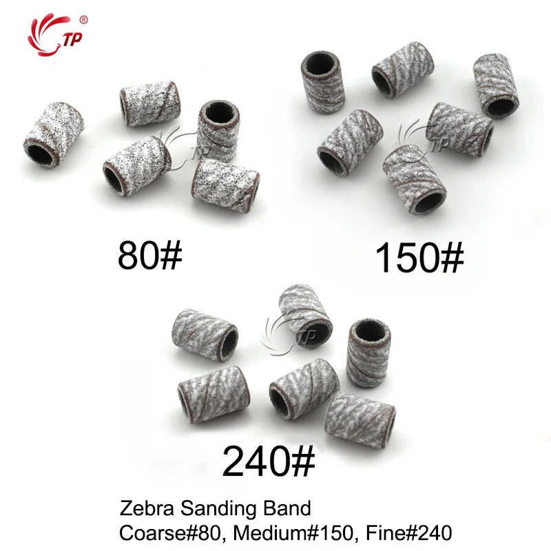 3 Sizes TP 100 шт 80#150#240# сверла для ногтей износостойкие шлифовальные ленты Зебра Маникюр для педикюра, на палец омертвевшей кожи Набор для удаления кутикулы - Цвет: 3 Sizes