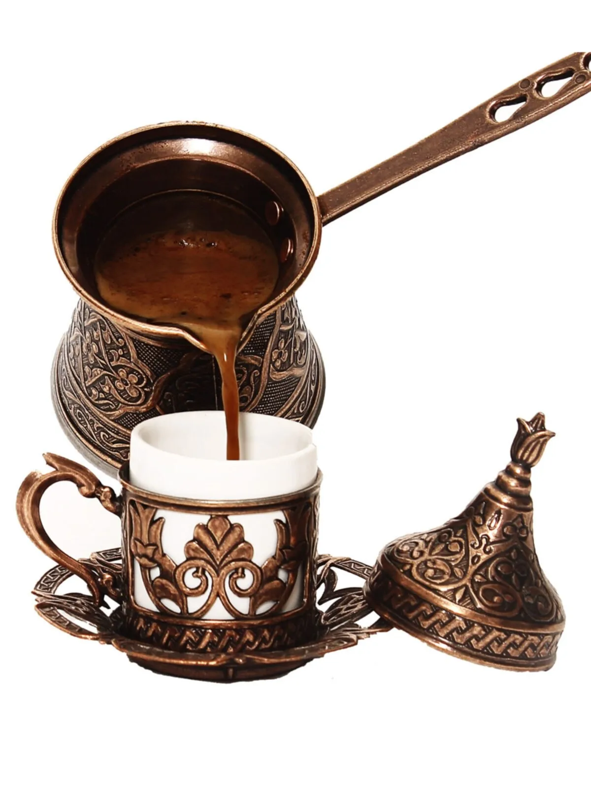 Turkish Coffee Pot Maker Moka 4 Person 200 ML турка для кофе Copper Cezve Handmade Casting Decorative Gift Accessory | Дом и сад