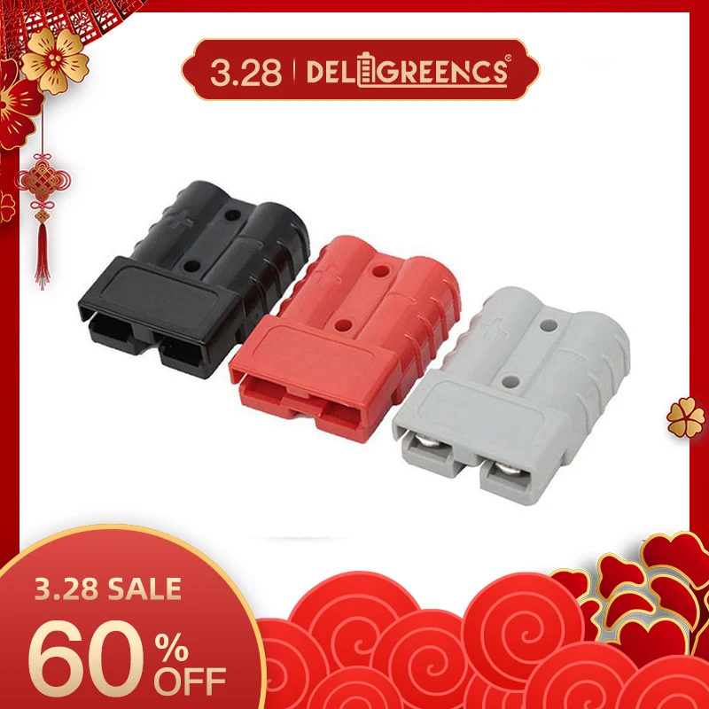 

600V 50A gray red SB50 Plug Connector Double Pole copper Contacts Solar Panels Caravans Forklift Battery Connector ON Sale