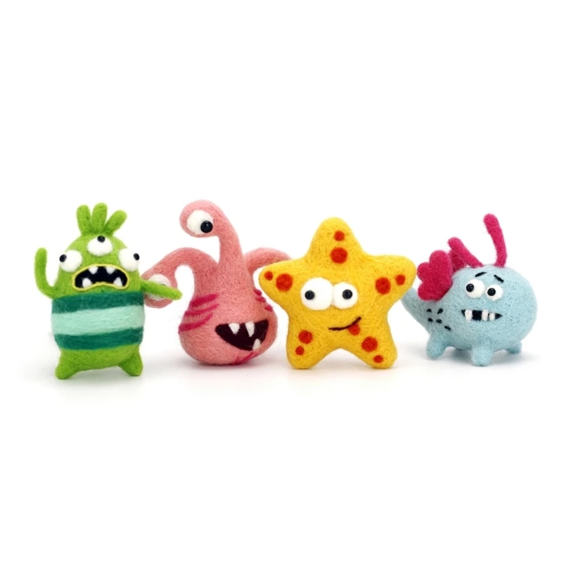 

4 Pcs Small Monster Needle Felting Kit Gift Box, Beginner Felting Kit, Handmade Felting Set, Wool Felting Gift, English Manual