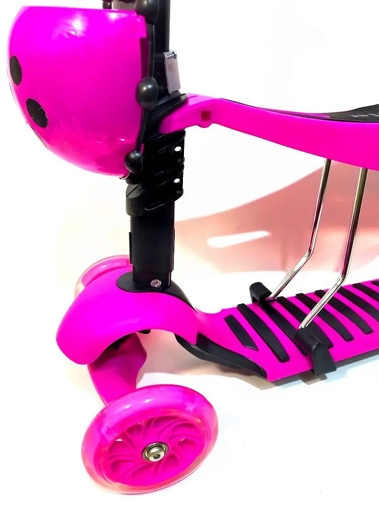 ДЕТСКИЙ САМОКАТ С СИДЕНЬЕМ КОЛЕСА ПОЛИУРЕТАН ПОДСВЕТКА КОРЗИНКА ДЛЯ ИГРУШЕК