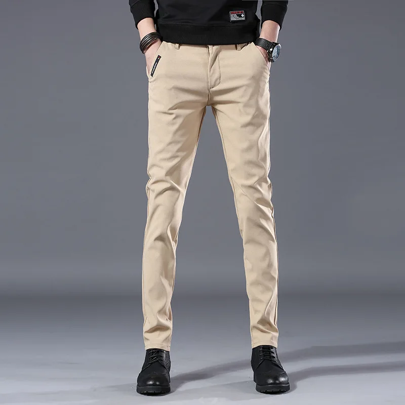 

2019 New Arrival Mens Casual Business Pant Men Mid Full Length Brand Stretch Trousers Regular Straight Black Gary Big Size 28-38