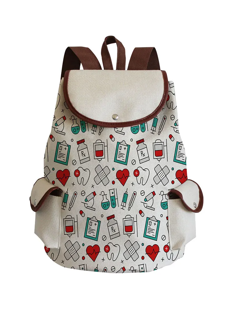 New Nurse Printed Outdoors Packs Adult All-Match Softback Bag Practical Large Men's  Work Computer Backpack Cheap Women's Bag