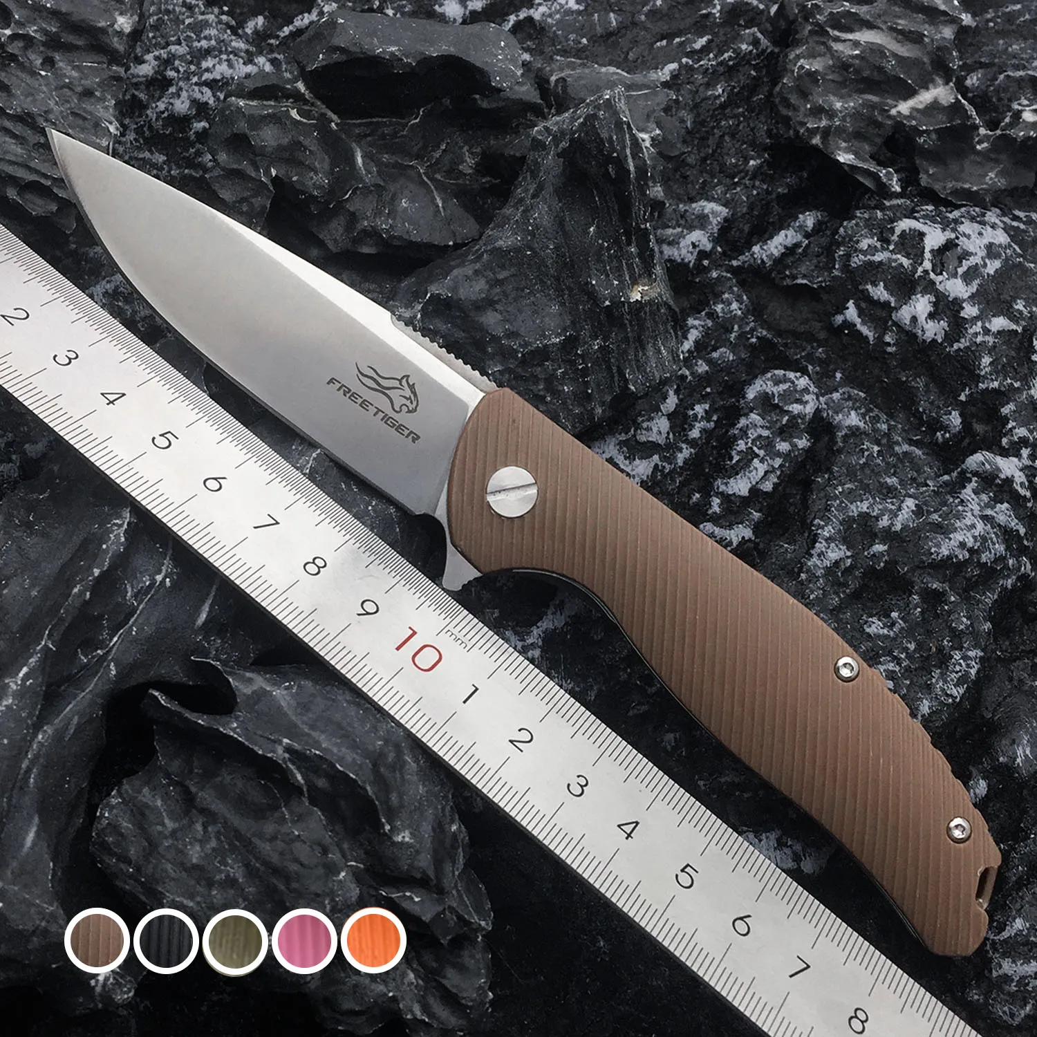 

Складной нож FREETIGER FT801, 420 лезвия, ручка из нейлонового волокна, шарикоподшипник, охотничий нож для выживания, тактический милый розовый карм...