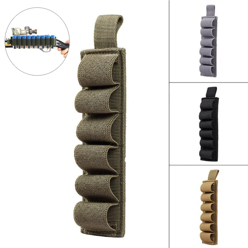 Tactical Hunting 12 Gauge Hook Loop 6 Rounds Shell Holder Airsoft Rifle Belt 12 Gauge Holder Ammo Military Gun Accessories