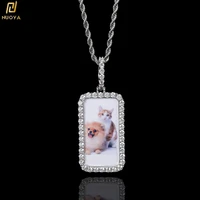 custom personalized memory picture frame locket rectangle pendant cz icy photo necklace