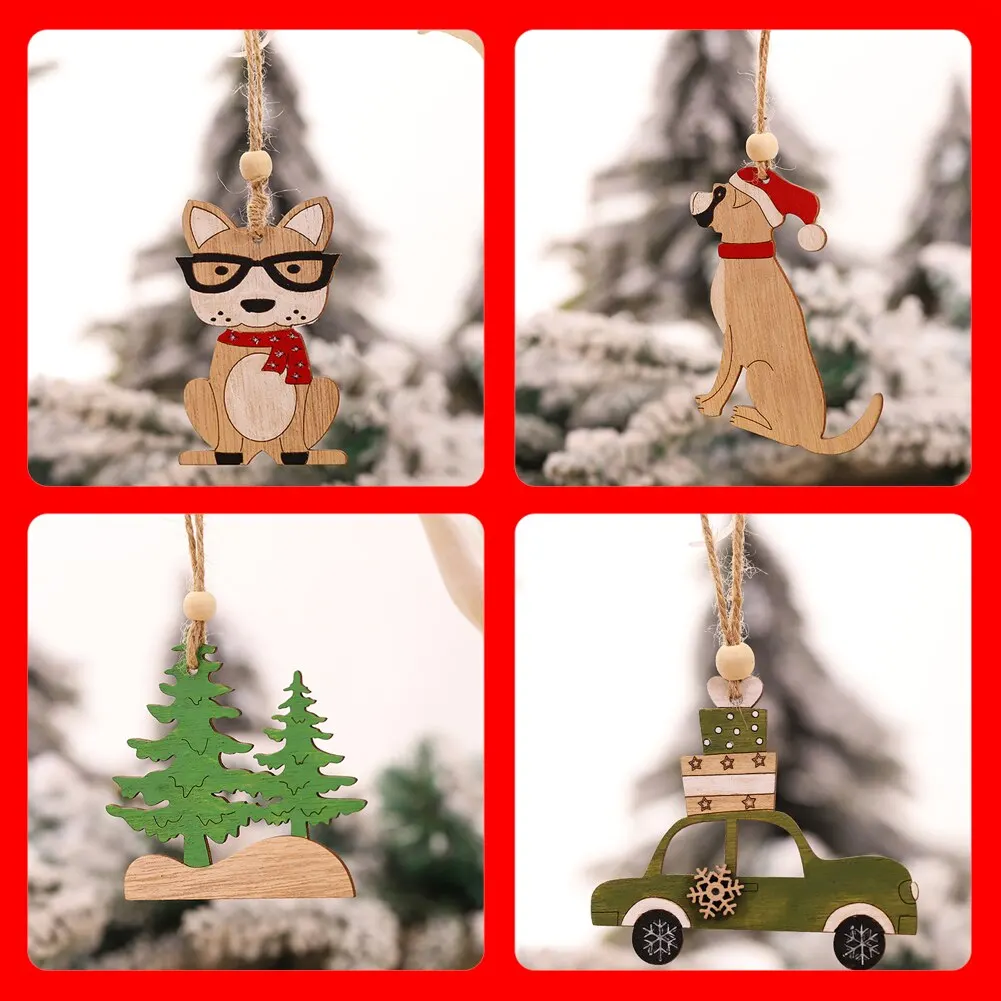 

Wooden Painted Car Christmas Tree Ornaments Pendant Decor for Home Kids Toys Gift 3D Xmas Pendants New Year Christmas Decor