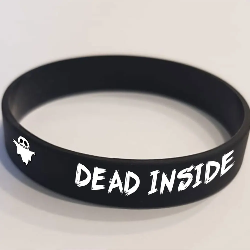 Силиконовый браслет с надписью &quotDEAD INSIDE&quot размер взрослый женский подростковый