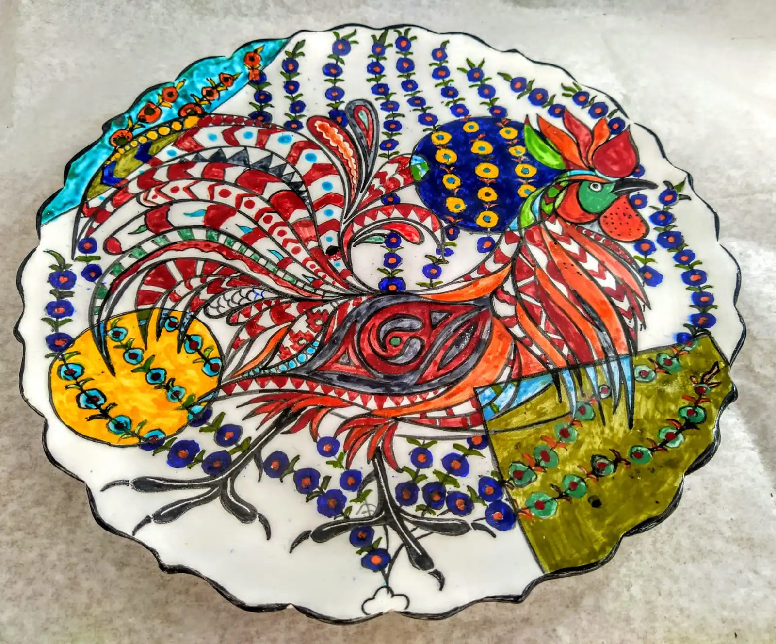 

Finecraft Handmade 100% Original and Original Design Ceramic, Tile Decorative Plate Es-605