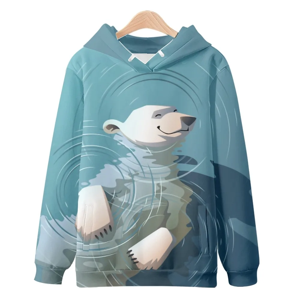 

Толстовка с милым белым медведем в стиле Харадзюку, модные повседневные мужские и женские толстовки на весну и осень