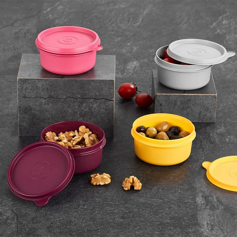 

Vip Ahmet - 4-Piece Mini Size Plastic Storage Container Set, Kitchen Equipment, Storage Containers, 4 Different Colors, 300 ML New Brand Fast Shipping, Made in Turkey, High Quality, Yellow, Gray, Pink, Purple VP-219
