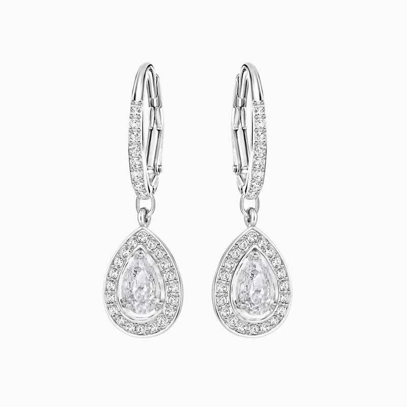 

Fashion Jewelry SWA New ANGELIC PIERCED Earrings Exquisite Pear-Shaped Central Decoration For Girlfriend Romantic Luxury Jewelry