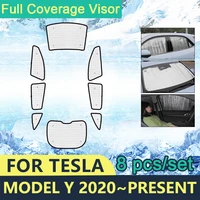 full cover sunshades for tesla model y 2020present car windshields accessories sun protection side parasol coche shaby sunblind