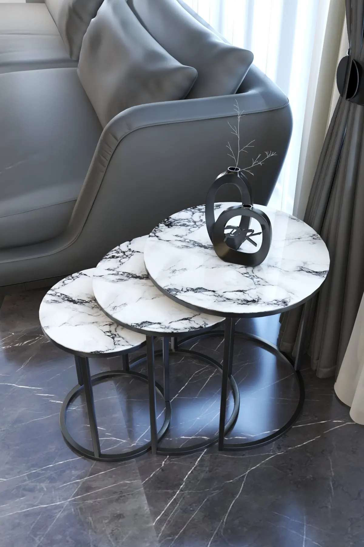 

Nesting Table 3 Pcs Decorative Living Room Kitchen Home Furniture Coffee Table Decor Accessory Modern