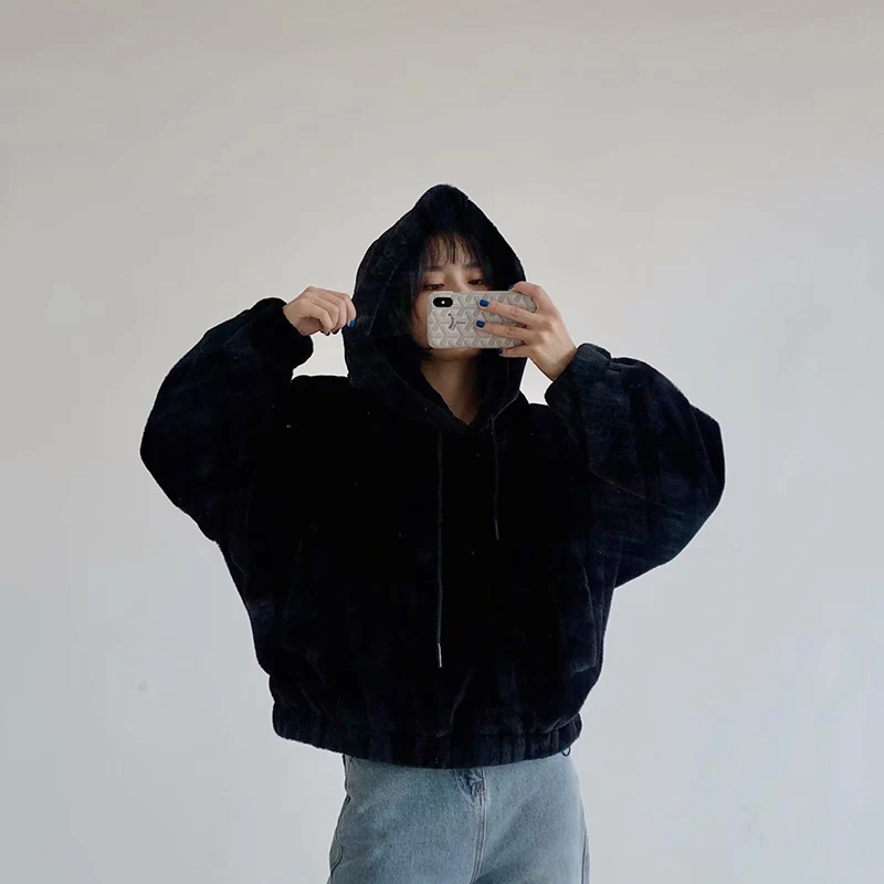 Толстовка с капюшоном Obrix для женщин пушистая свободная карманами длинным