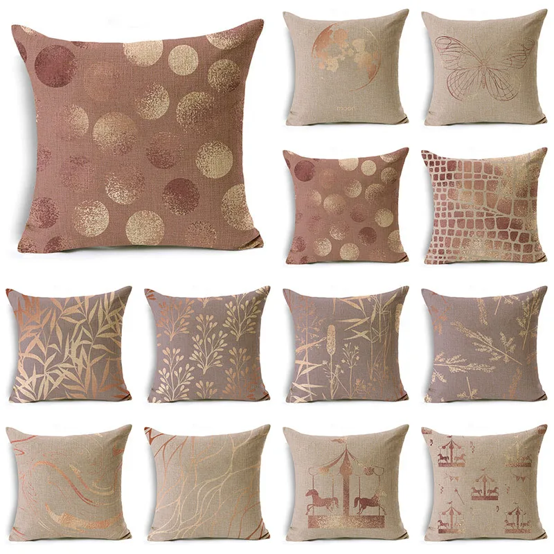 

WZH Hot Stamping Collection Simple Pattern Print Pillowcase Cushion Cover for Home Bedroom Sofa Decorative 40cm/45cm and 50cm