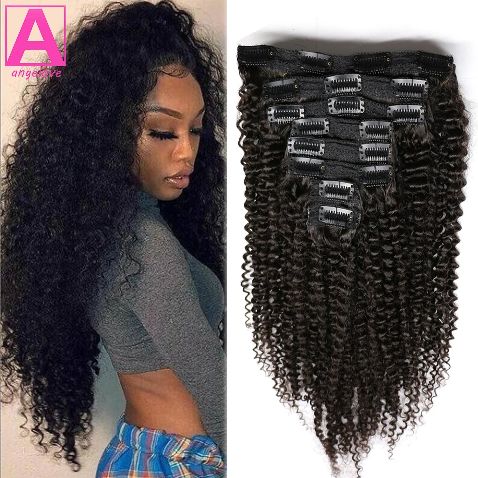 Deep Wave Clip In Human Hair Extensions 100g/set Clips In Extension Full Head Brazilian Clip on Curly Hair Extension for Women