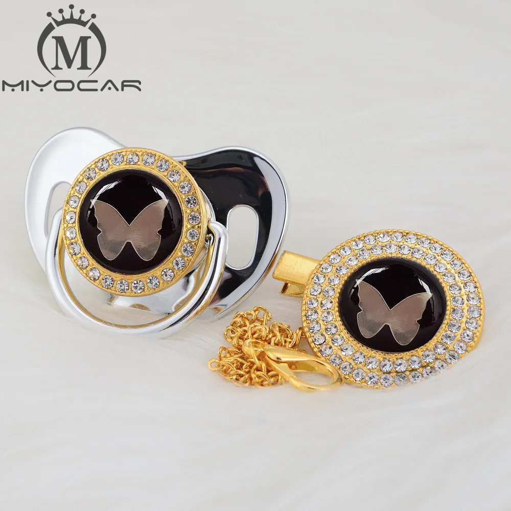 Миловидная Золотая Серебряная Милая Бабочка Красивая блестящая соска и