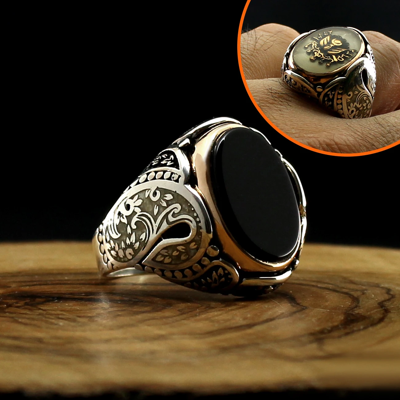 Реальные 925 стерлингового серебра двухсторонний кольцо для мужчин из