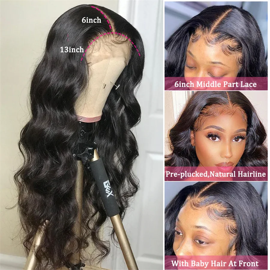 Transparent 30 32 Inch Body Wave Lace Front Wig Wigs Glueless Preplucked For Women Human Hair Remy T | Шиньоны и парики