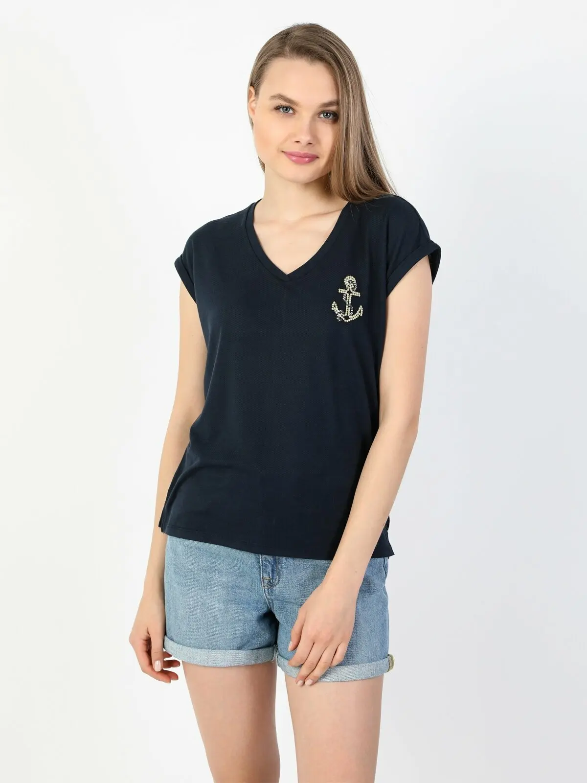 

Colins Woman Regular Fit Navy Short SleeveTshirt